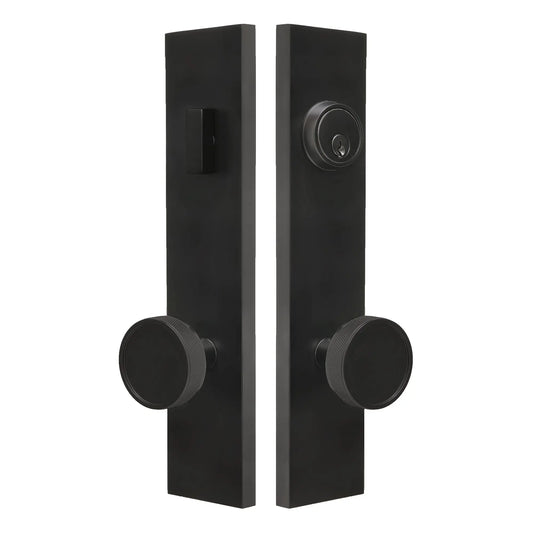 Quadrato Multipoint Lock with Half Knurled Brass Door Knob in Matte Black zhongshan sunshine hardware Co., Ltd