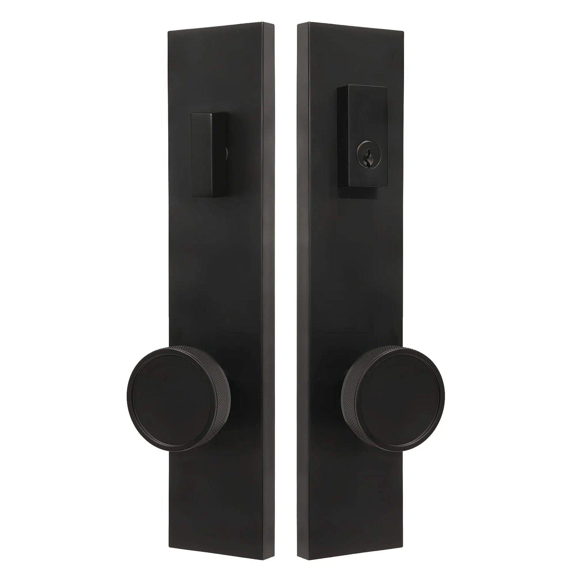 Quadrato Multipoint Lock with Half Knurled Door Knob Brass in Matte Black zhongshan sunshine hardware Co., Ltd