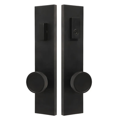 Quadrato Multipoint Lock with Half Knurled Door Knob Brass in Matte Black zhongshan sunshine hardware Co., Ltd