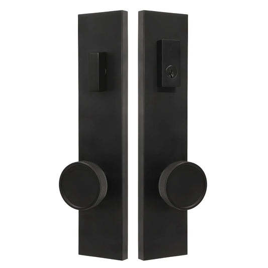 Quadrato Multipoint Lock with Half Knurled Door Knob Brass in Matte Black zhongshan sunshine hardware Co., Ltd
