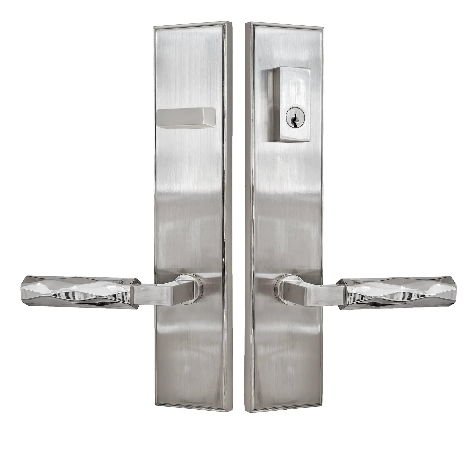 Quadrato Multipoint Lock with Cyclopia Shaped Brass Door Lever in Satin Nickel zhongshan sunshine hardware Co., Ltd