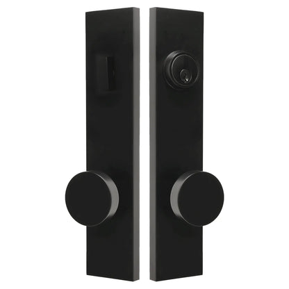 Quadrato Multipoint Lock with Smooth Brass Door Knobs in Matte Black zhongshan sunshine hardware Co., Ltd