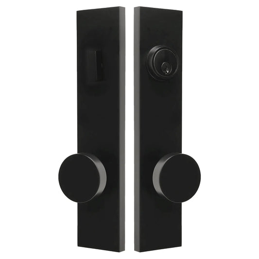 Quadrato Multipoint Lock with Smooth Brass Door Knobs in Matte Black zhongshan sunshine hardware Co., Ltd