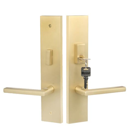 Quadrato Multi Point Lock with Kirill Handle in Satin Brass