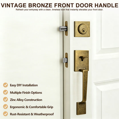 Westminster Separate Handleset with C Grip and Circolo Rosette with Contempo Knob Lever in Vintage Bronze