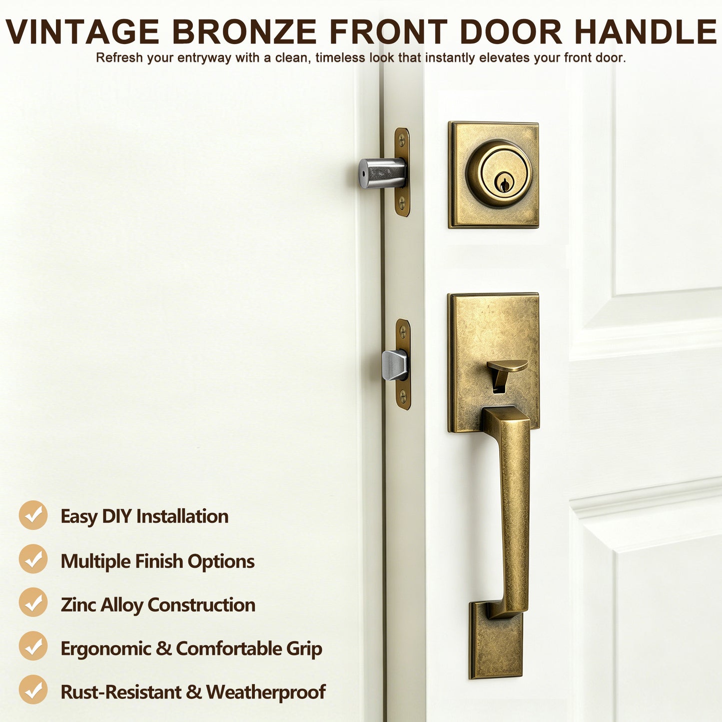 Westminster Separate Handleset with C Grip and Circolo Rosette with Contempo Knob Lever in Vintage Bronze