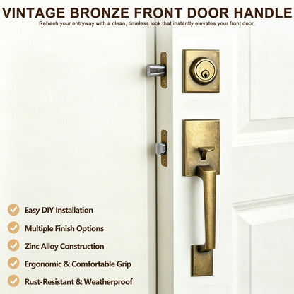 Westminster Separate Handleset with C Grip and Circolo Rosette with Contempo Knob Lever in Vintage Bronze