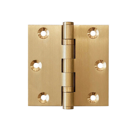 Square Corner 3.5in*3.5in*3mm Brass Door Hinge in Satin Brass