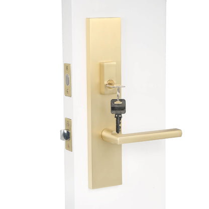 Quadrato Multi Point Lock with Kirill Handle in Satin Brass