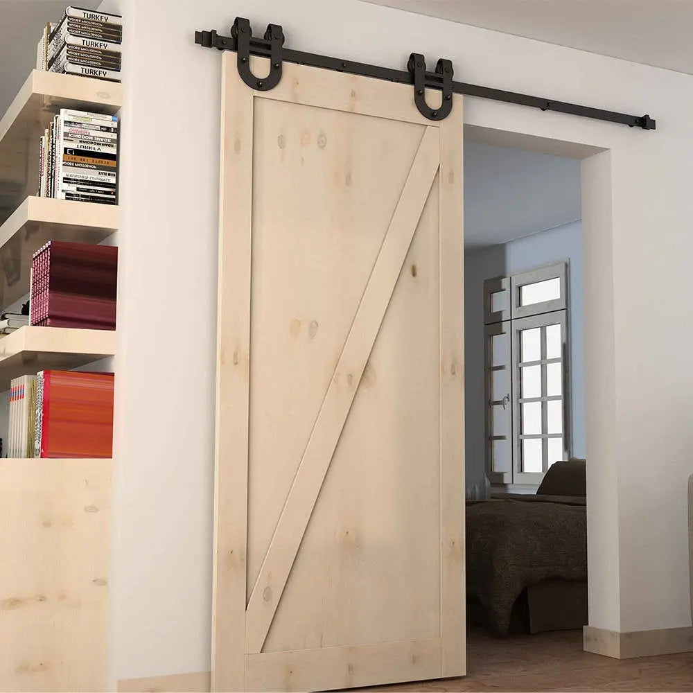 T036 - Big Horseshoe Shaped Low Profile Barn Door Hardware Kit usage place
