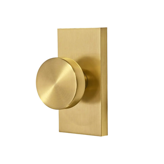 Oblong Rosette with Round Smooth Golden Door Knob in Satin Brass zhongshan sunshine hardware Co., Ltd