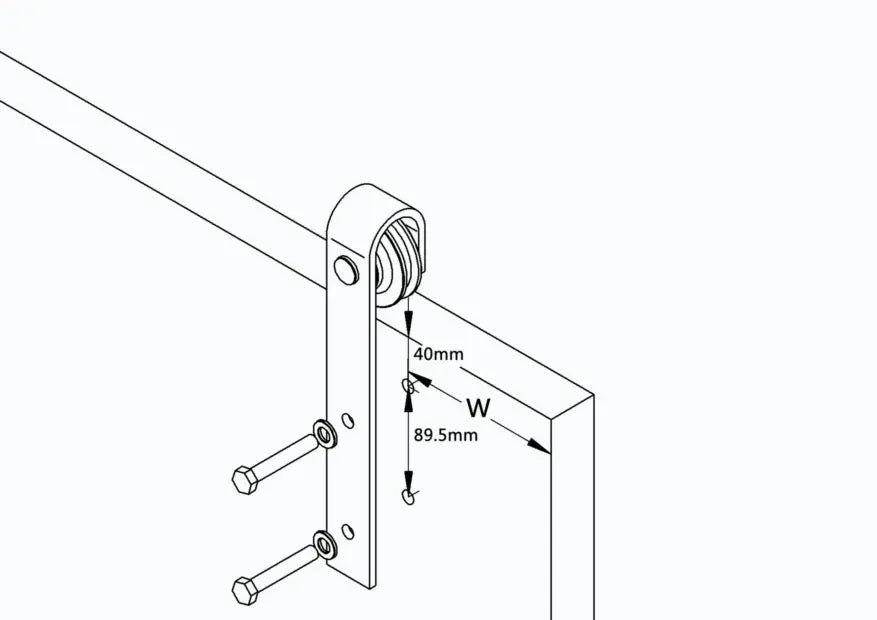 T005-SN-J Shaped Modern Barn Door Hardware Kit installation
