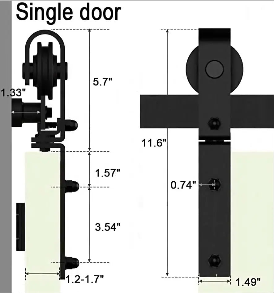 T009-Bifold Barn Door Hardware Kit size