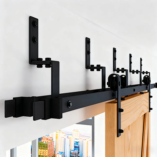 T026-Double Track Bypass Barn Door Hardware Kit main picture