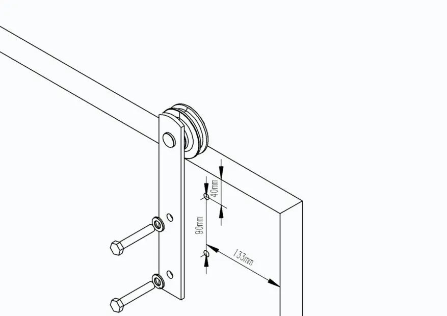 T039-I-shaped Carbon Steel Barn Door Hardware Kit installation
