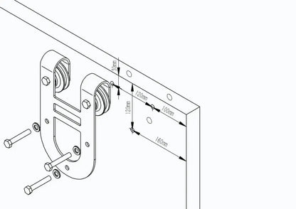 T036 - Big Horseshoe Shaped Low Profile Barn Door Hardware Kit installation