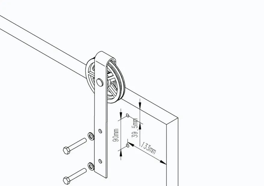 T032-Big Wheel Barn Door Hardware Kit installation