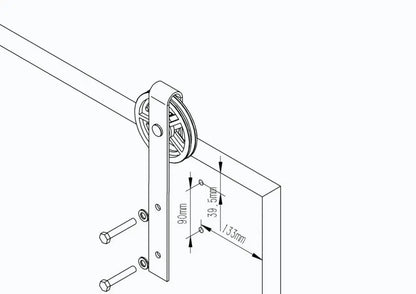 T032-Big Wheel Barn Door Hardware Kit installation