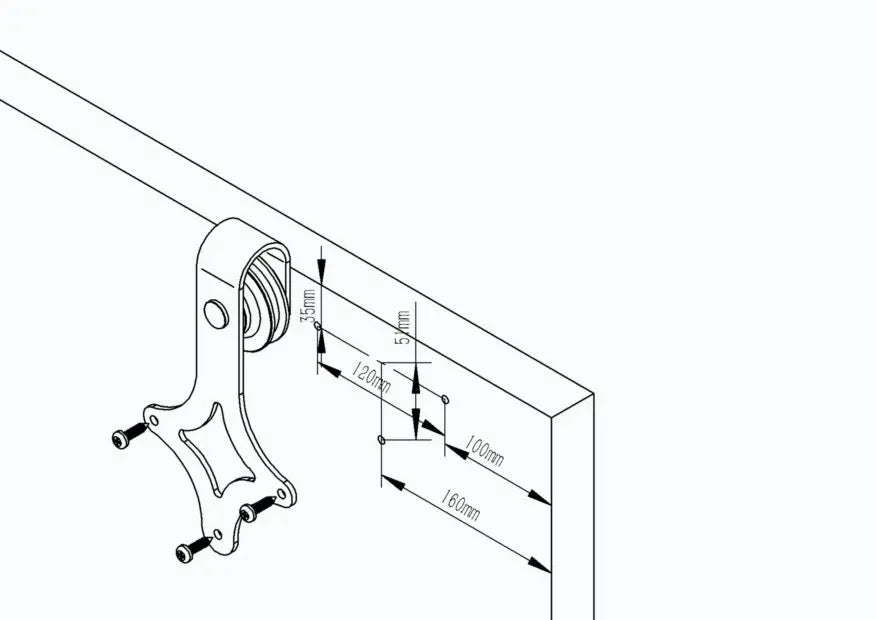 T034-Rhombus Shaped Barn Door Hardware Kit installation