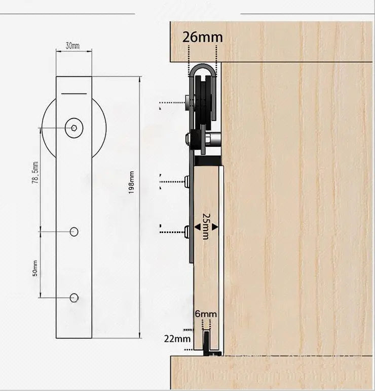 mini classic cabinet barn door hardware kit size picture