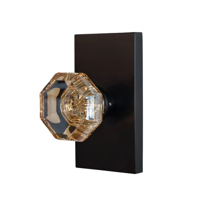 Oblong Rosette with Octagonal Crystal Door Knob in Satin Brass zhongshan sunshine hardware Co., Ltd