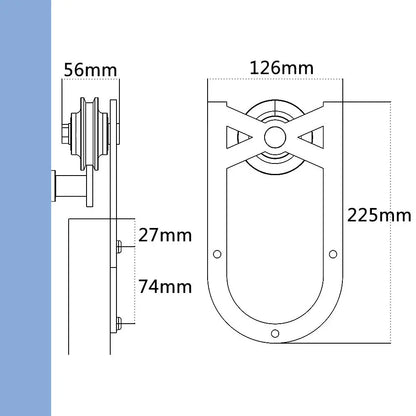 T035-Small Horseshoe Barn Door Track and Hardware Kit usage method