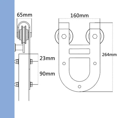 T036 - Big Horseshoe Shaped Low Profile Barn Door Hardware Kit usage method