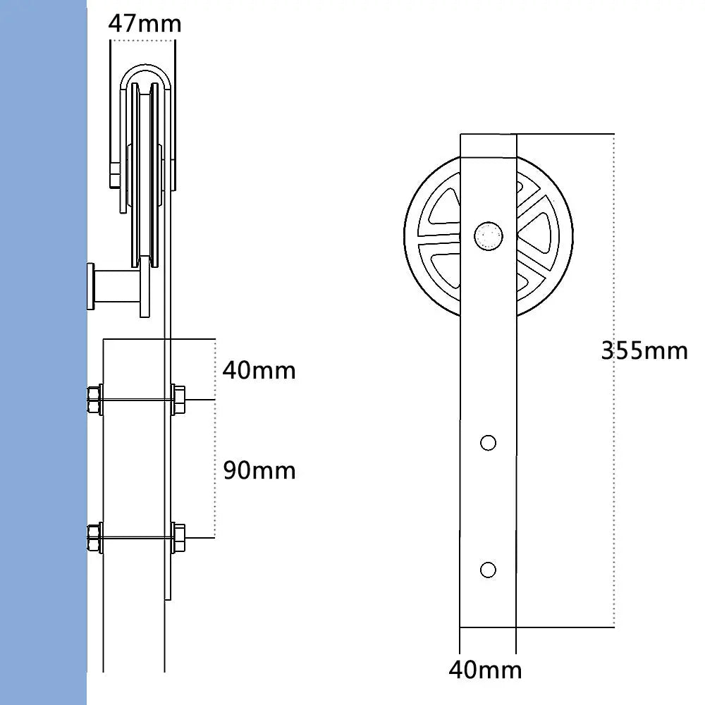 T032-Big Wheel Barn Door Hardware Kit usage method