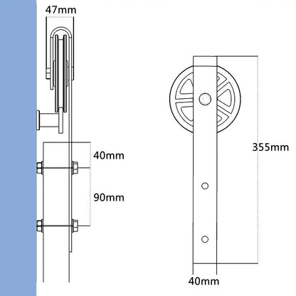 T032-Big Wheel Barn Door Hardware Kit usage method
