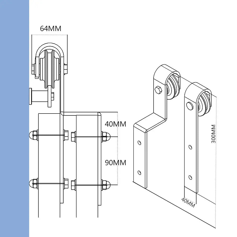 T025-Single Track Barn Door Bypass Hardware Kit usage method
