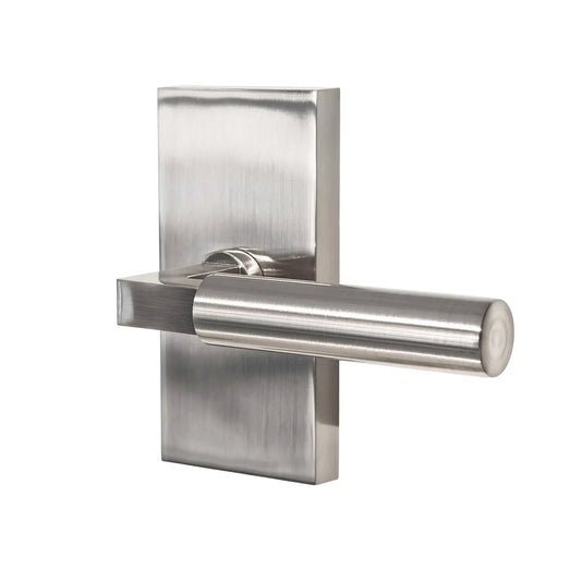Oblong Rosette with Round Smooth Design Door Handle in Satin Nickel zhongshan sunshine hardware Co., Ltd
