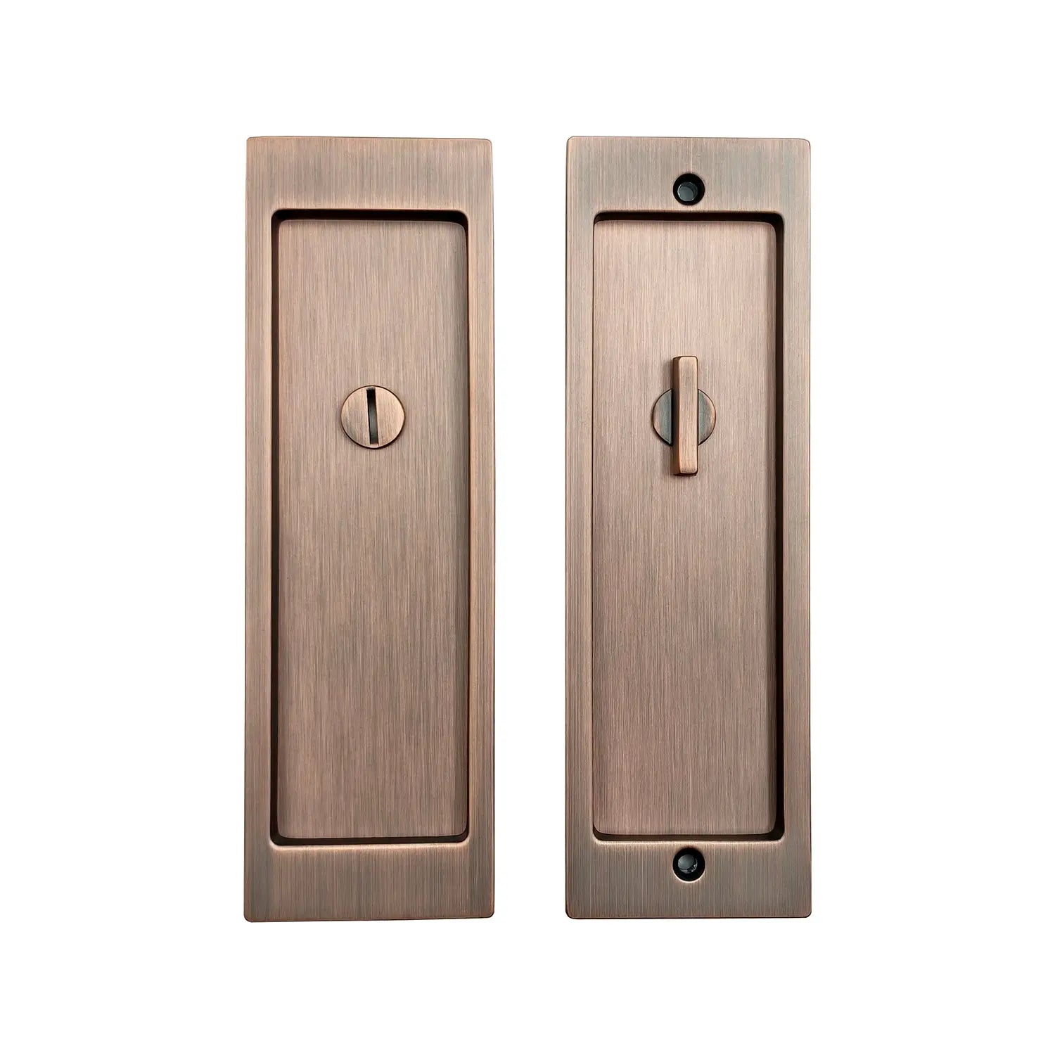 Antique copper privacy sliding door lock faceplate