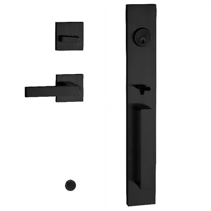 Black D-shaped handle entrance door lock