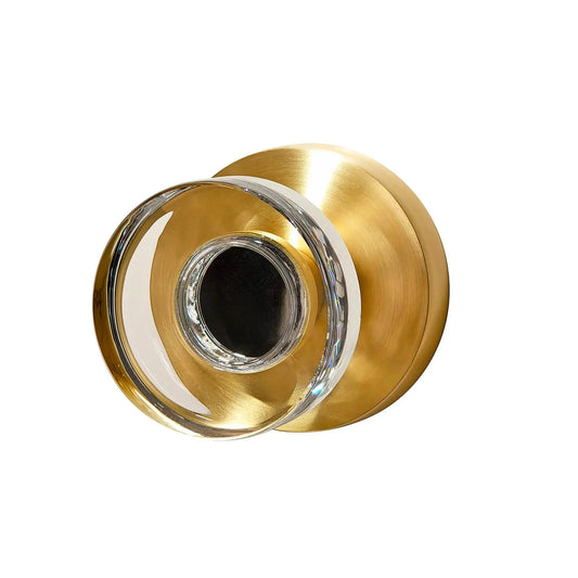 Orbicular Rosette with Transparent Circular Crystal Door Knob in Satin Brass zhongshan sunshine hardware Co., Ltd