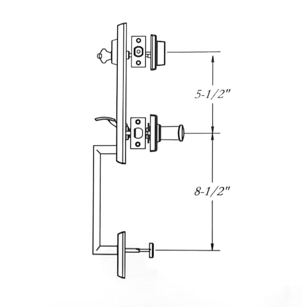 Hole size diagram of entrance door lock