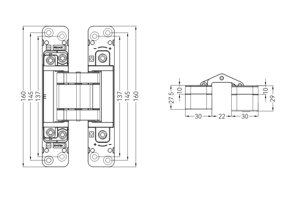 GE75 concealed hinge parameter