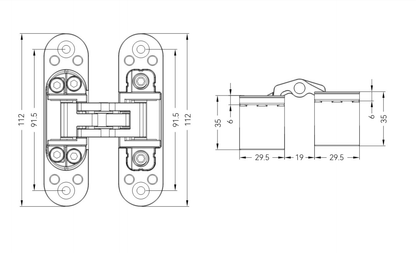 GH110 concealed hinge parameter