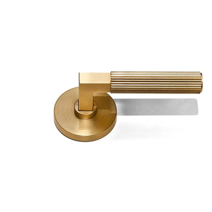 Gold color round locking plate pulls straight knurled door handles flat on the floor