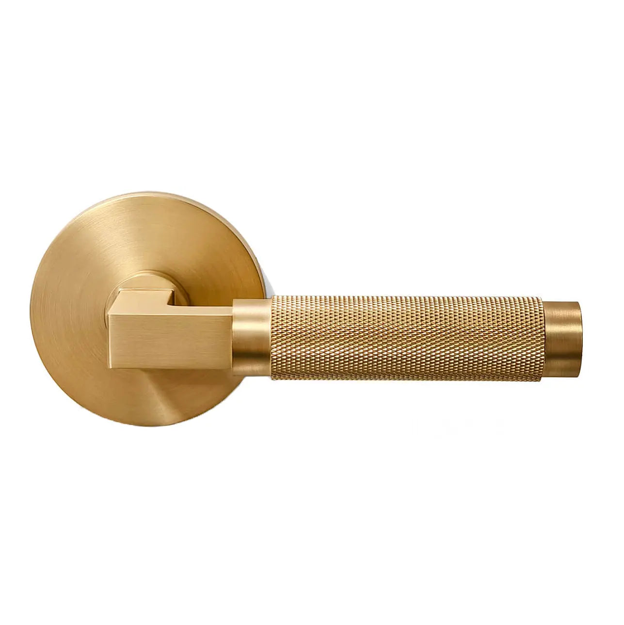 Gold-color round locking plate half-knurled door handles  