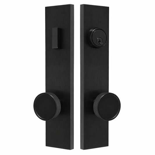 Knurled Brass Knob in Matte Black
