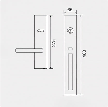 The size of the entrance door handle set