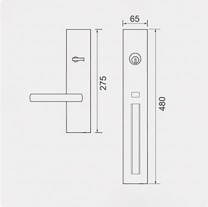 The size of the entrance door handle set