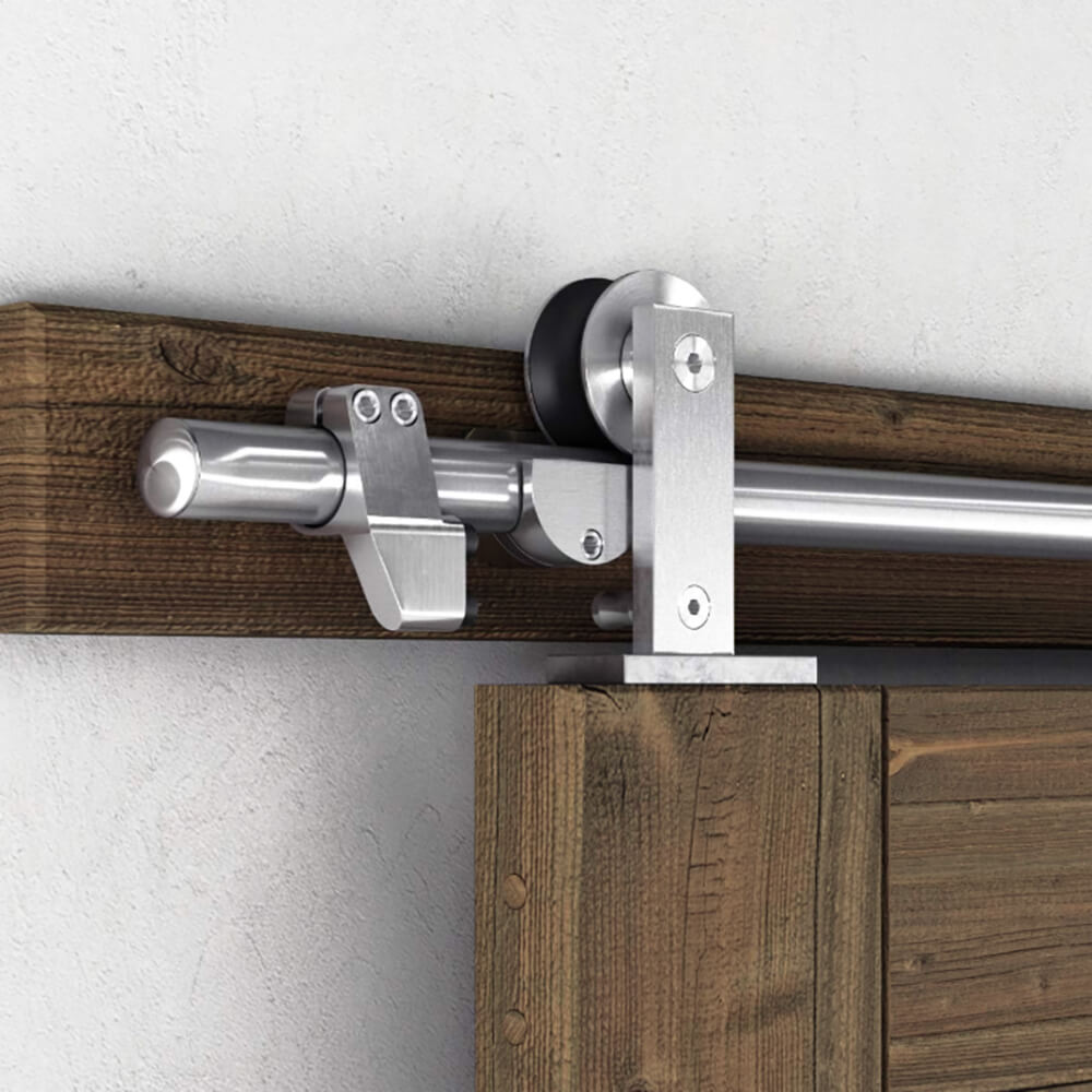 Details of installing barn door hardware kit on the door