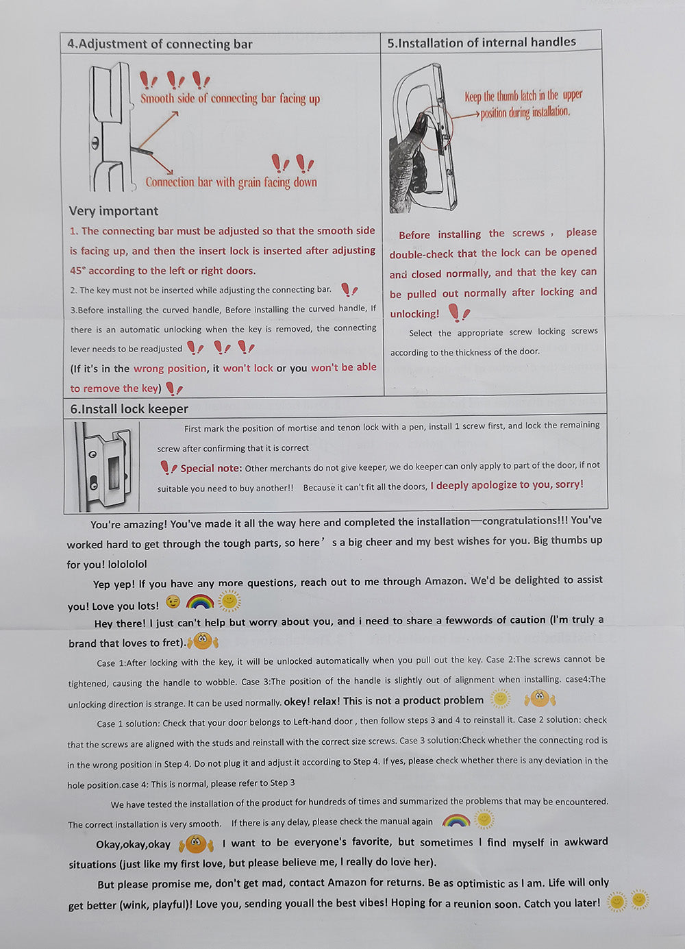 Back of the paper installation tutorial for patio sliding door lock