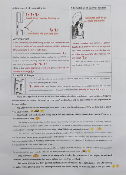 Back of the paper installation tutorial for patio sliding door lock