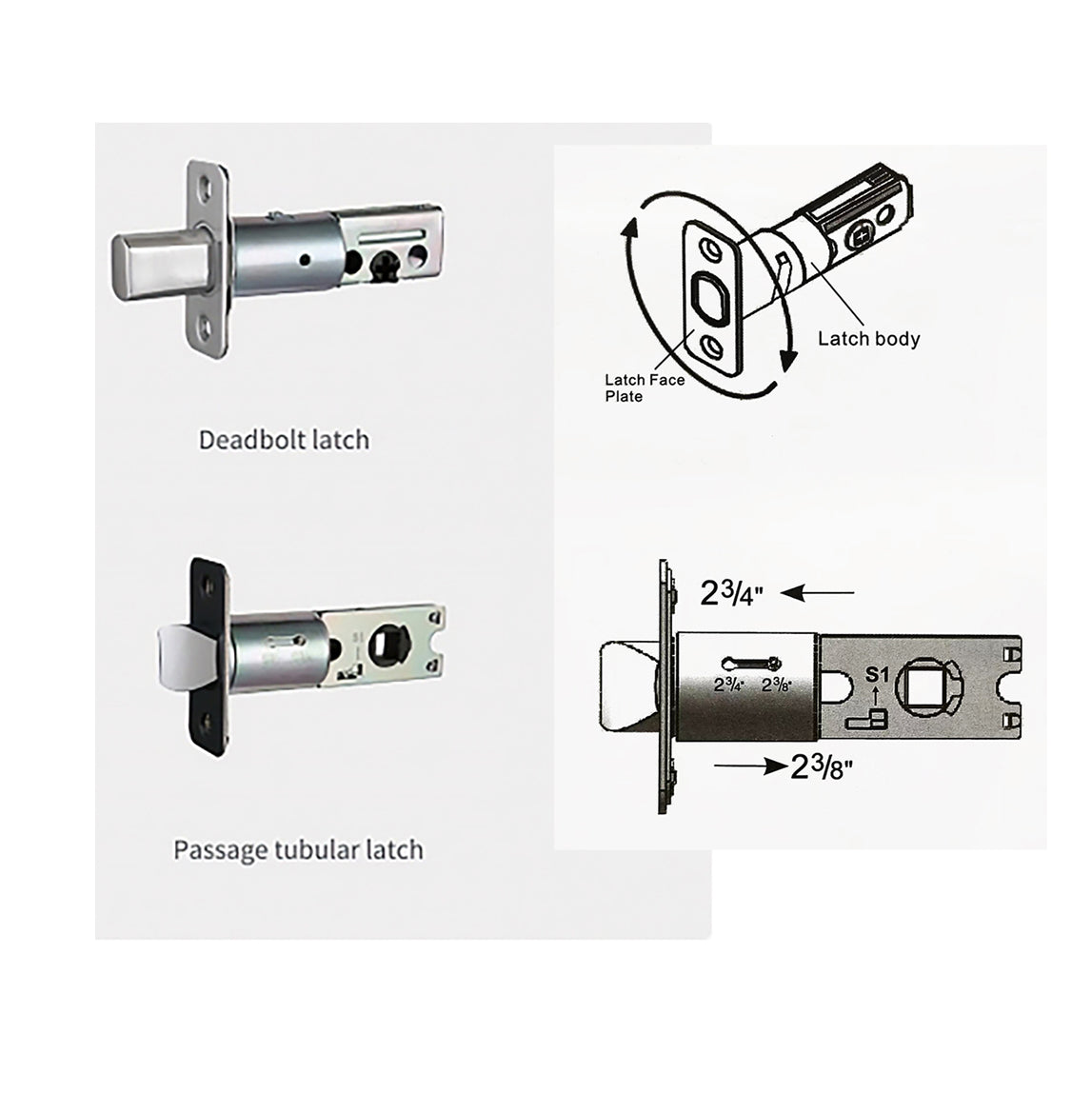 Multi point lock deadbolt latch and passage tubular lock