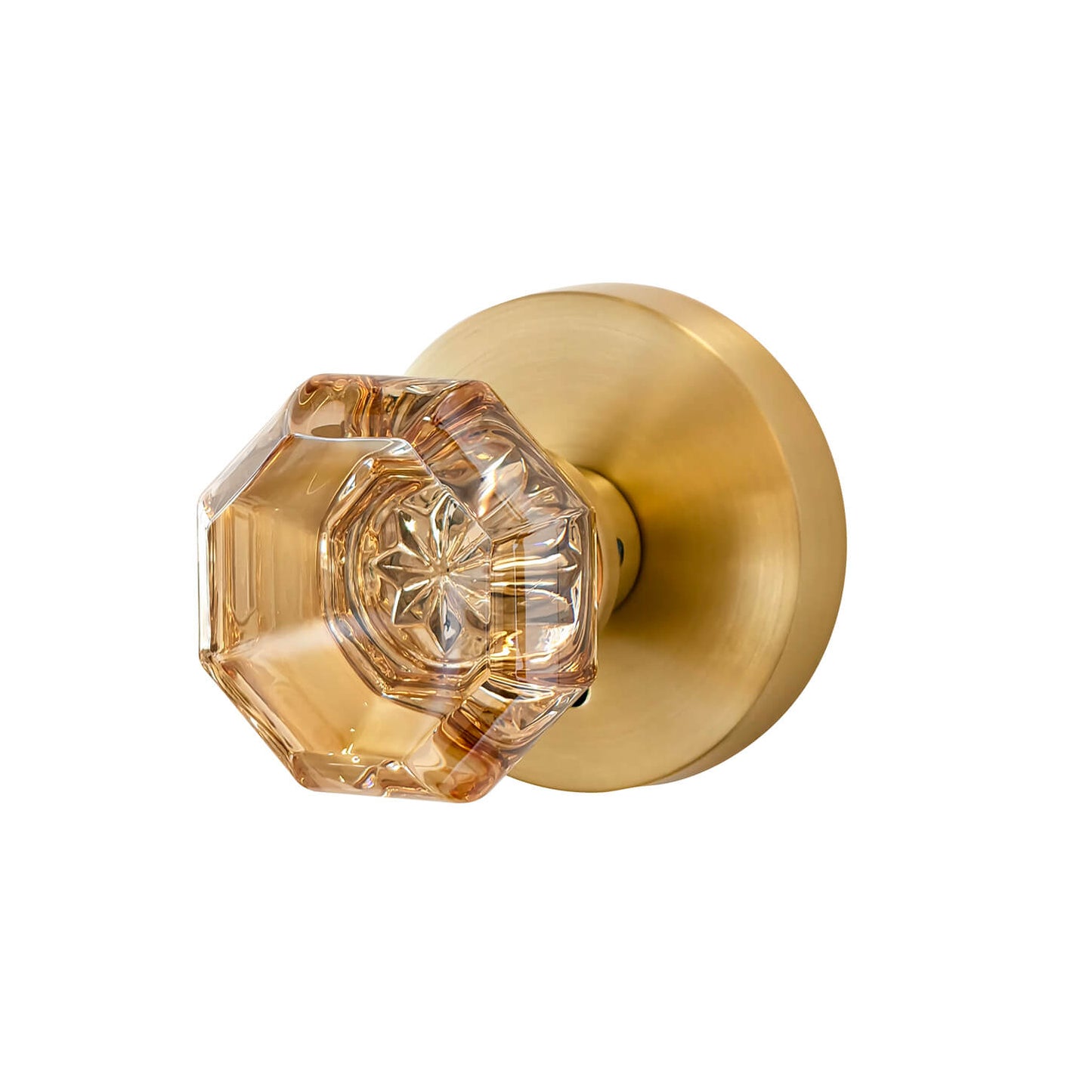 Orbicular Rosette with Octagonal Shape Golden Crystal Knob in Satin Brass Picture