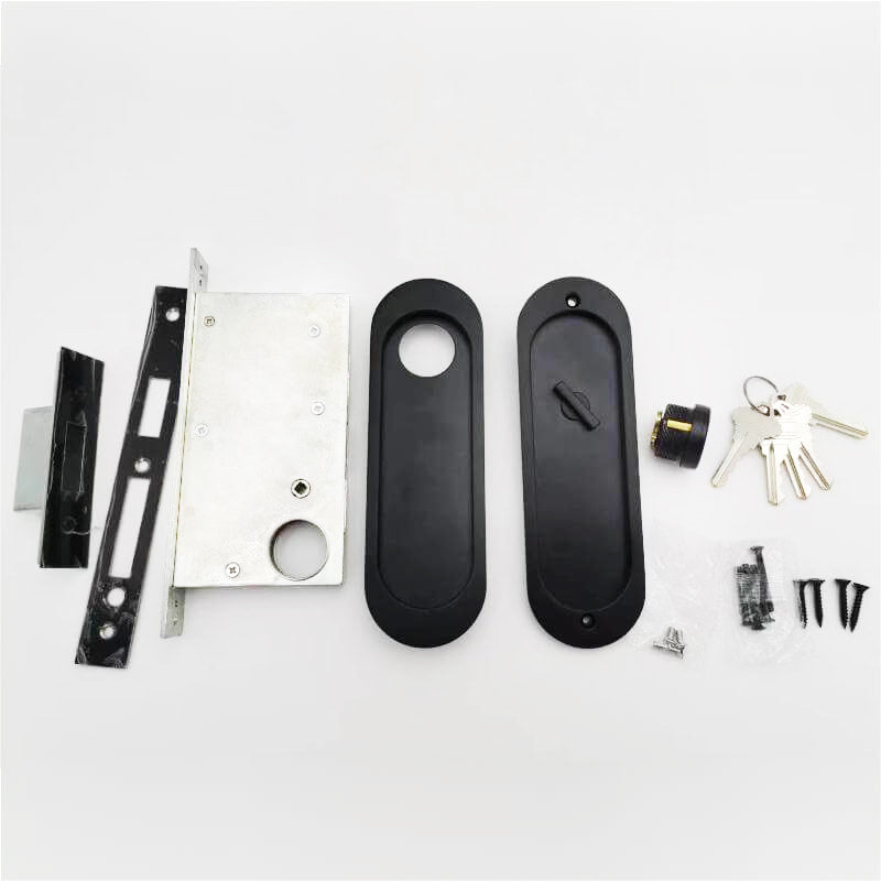 All parts of the circular rectangular sliding door lock