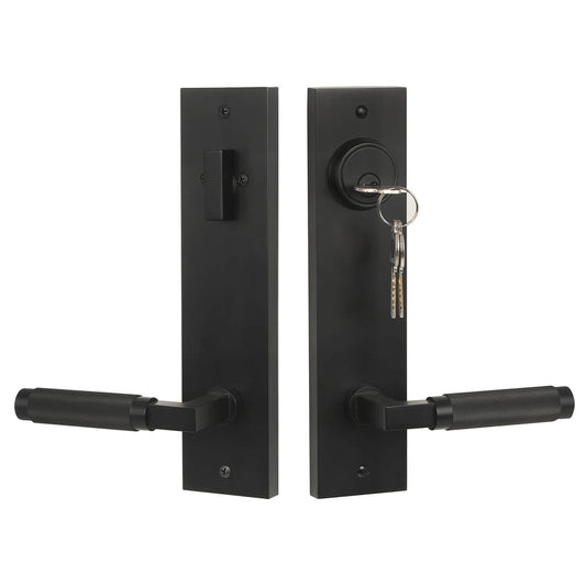 Quadrato Multi Point Lock with Half-Knurled Handle in Matte Black Picture