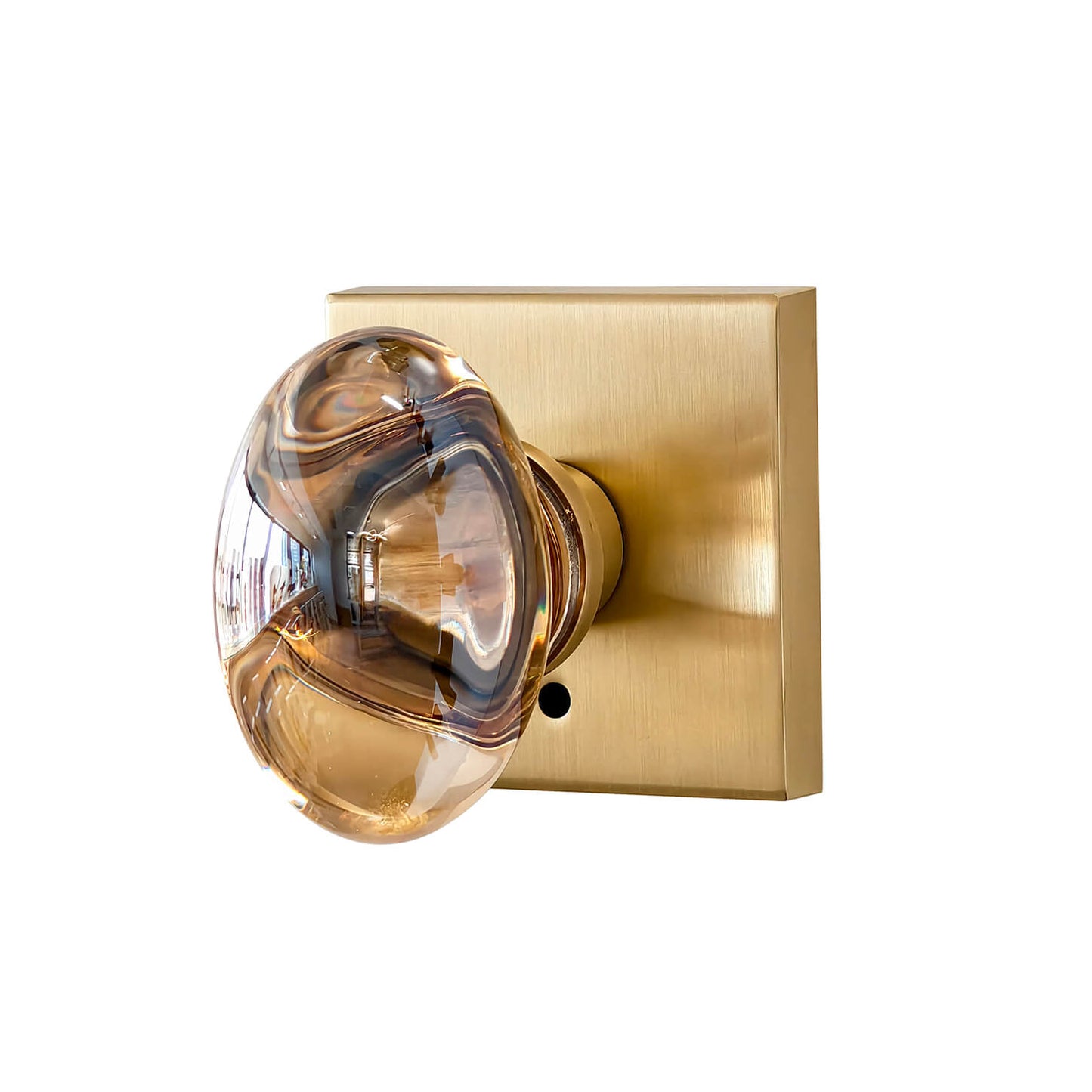 Quadrato Rosette with Goose Egg Shape Crystal Knob in Satin Brass Picture